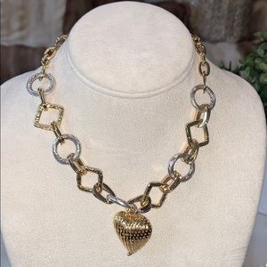 Lale 24k Gold Silver 16” Chain w Heart